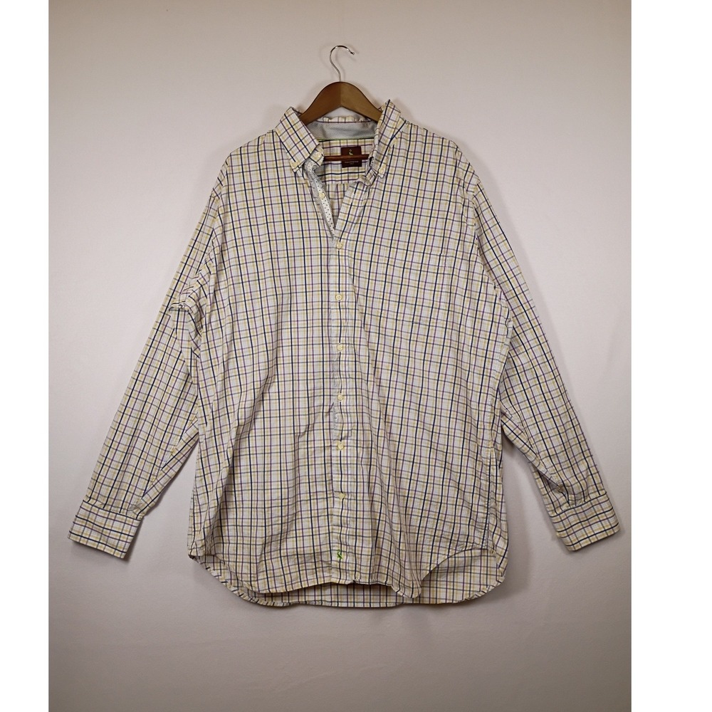 Preppy Tailorbyrd Men 3XLT Multi Plaid Cotton Tall Button Down Shirt Long Sleeve